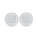 Sterling Silver 925 Earring Rhodium Plated Embedded With White Zircon