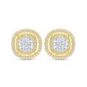 Sterling Silver 925 Earring Golden Plated Embedded With White Zircon