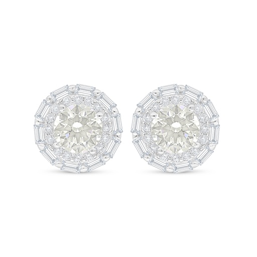 [EAR01CIT00WCZC853] Sterling Silver 925 Earring Rhodium Plated Embedded With Yellow Diamond And White Zircon