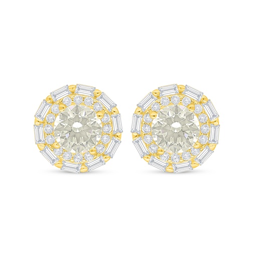 [EAR02CIT00WCZC853] Sterling Silver 925 Earring Golden Plated Embedded With Yellow Diamond And White Zircon
