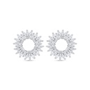 Sterling Silver 925 Earring Rhodium Plated Embedded With White Zircon