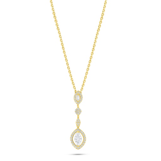 [NCL02WCZ00000B939] Sterling Silver 925 Necklace Golden Plated Embedded With White Zircon