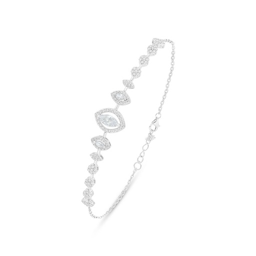 [BRC01WCZ00000B438] Sterling Silver 925 Bracelet Rhodium Plated Embedded With White Zircon