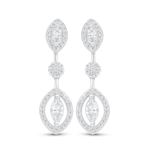 [EAR01WCZ00000C856] Sterling Silver 925 Earring Rhodium Plated Embedded With White Zircon