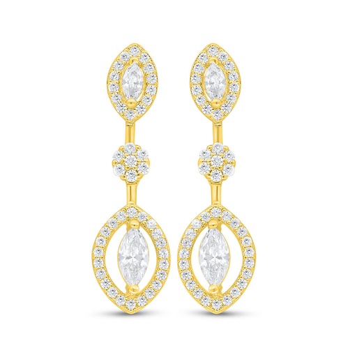 [EAR02WCZ00000C856] Sterling Silver 925 Earring Golden Plated Embedded With White Zircon