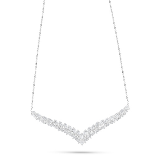 [NCL01WCZ00000B940] Sterling Silver 925 Necklace Rhodium Plated Embedded With White Zircon