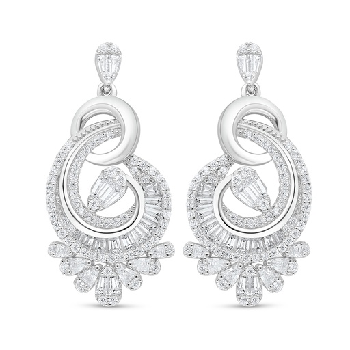 [EAR01WCZ00000C858] Sterling Silver 925 Earring Rhodium Plated Embedded With White Zircon