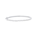 Sterling Silver 925 Bangle Rhodium Plated Embedded With White Zircon