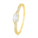 Sterling Silver 925 Bangle Golden Plated Embedded With Yellow Diamond And White Zircon