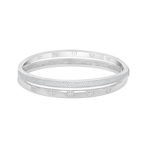 [BNG01WCZ00000A127] Sterling Silver 925 Bangle Rhodium Plated Embedded With White Zircon