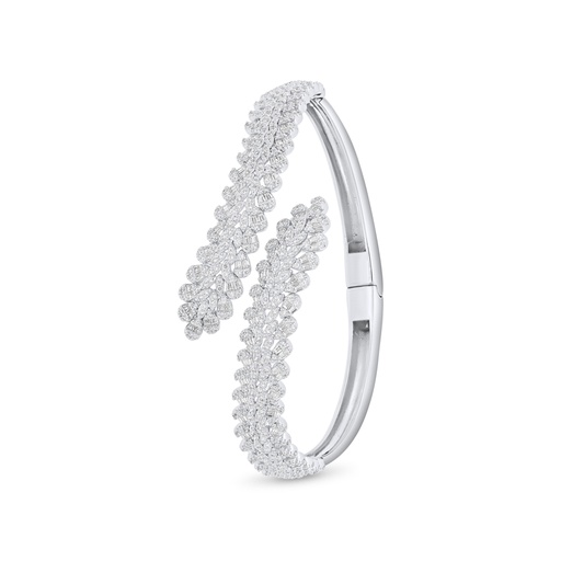 [BNG01WCZ00000A129] Sterling Silver 925 Bangle Rhodium Plated Embedded With White Zircon 