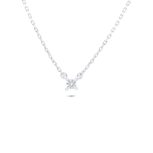 [NCL01WCZ00000B805] Sterling Silver 925 Necklace Rhodium Plated Embedded With White Zircon