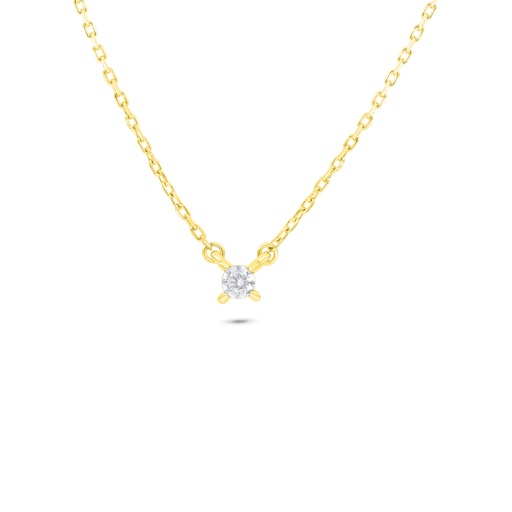 [NCL02WCZ00000B805] Sterling Silver 925 Necklace Golden Plated Embedded With White Zircon