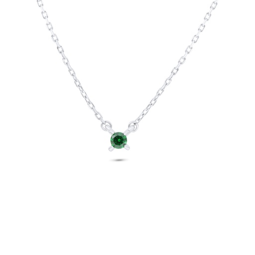 [NCL01EMR00000B805] Sterling Silver 925 Necklace Rhodium Plated Embedded With Emerald Zircon 