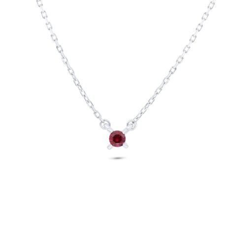 [NCL01RUB00000B805] Sterling Silver 925 Necklace Rhodium Plated Embedded With Ruby Corundum 