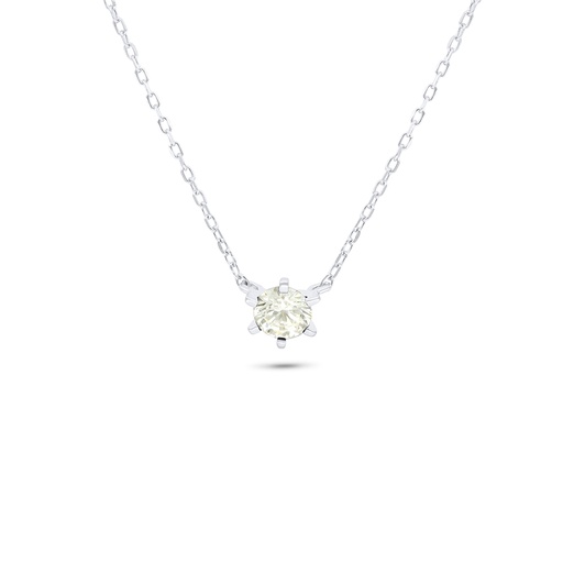 [NCL01CIT00000B807] Sterling Silver 925 Necklace Rhodium Plated Embedded With Yellow Diamond 