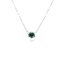 Sterling Silver 925 Necklace Rhodium Plated Embedded With Emerald Zircon