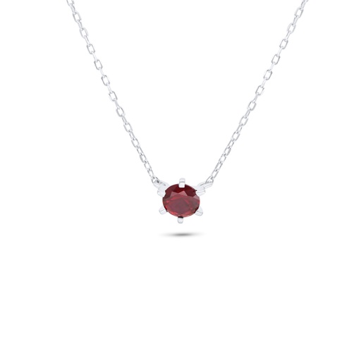 [NCL01RUB00000B807] Sterling Silver 925 Necklace Rhodium Plated Embedded With Ruby Corundum 