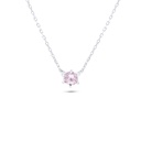 Sterling Silver 925 Necklace Rhodium Plated Embedded With Pink Zircon 