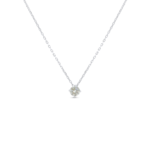 [NCL01CIT00000B810] Sterling Silver 925 Necklace Rhodium Plated Embedded With Yellow Diamond 