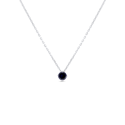 [NCL01SAP00000B810] Sterling Silver 925 Necklace Rhodium Plated Embedded With Sapphire Corundum 