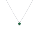 Sterling Silver 925 Necklace Rhodium Plated Embedded With Emerald Zircon