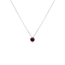 Sterling Silver 925 Necklace Rhodium Plated Embedded With Ruby Corundum 