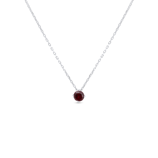 [NCL01RUB00000B810] Sterling Silver 925 Necklace Rhodium Plated Embedded With Ruby Corundum 