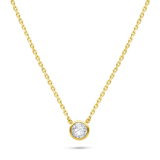 [NCL02WCZ00000B816] Sterling Silver 925 Necklace Golden Plated Embedded With White Zircon