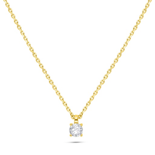 [NCL02WCZ00000B817] Sterling Silver 925 Necklace Golden Plated Embedded With White Zircon