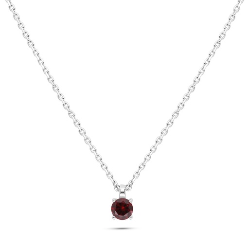 [NCL01RUB00000B817] Sterling Silver 925 Necklace Rhodium Plated Embedded With Ruby Corundum