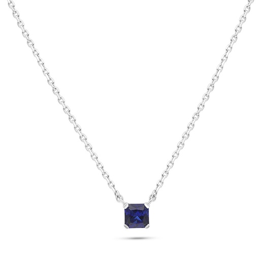 [NCL01SAP00000B820] Sterling Silver 925 Necklace Rhodium Plated Embedded With Sapphire Corundum 