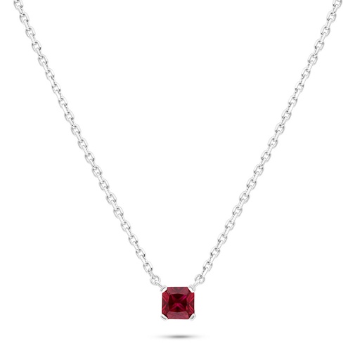 [NCL01RUB00000B820] Sterling Silver 925 Necklace Rhodium Plated Embedded With Ruby Corundum