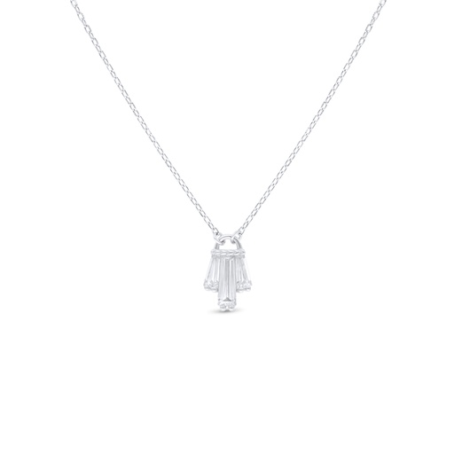 [NCL01WCZ00000B833] Sterling Silver 925 Necklace Rhodium Plated Embedded With White Zircon