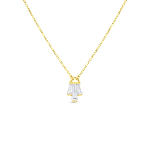 [NCL02WCZ00000B833] Sterling Silver 925 Necklace Golden Plated Embedded With White Zircon