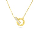 Sterling Silver 925 Necklace Golden Plated Embedded With White Zircon