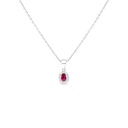 Sterling Silver 925 Necklace Rhodium Plated Embedded With Ruby Corundum And White Zircon