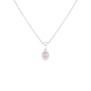 Sterling Silver 925 Necklace Rhodium Plated Embedded With Pink Zircon And White Zircon