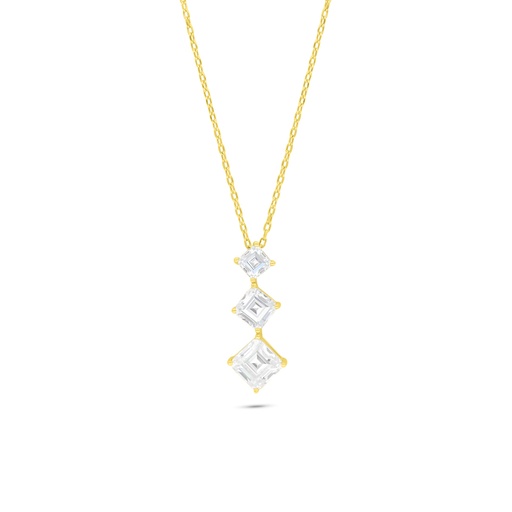 [NCL02WCZ00000B839] Sterling Silver 925 Necklace Golden Plated Embedded With White Zircon