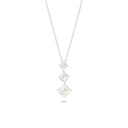 Sterling Silver 925 Necklace Rhodium Plated Embedded With Yellow Diamond And White Zircon