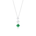 Sterling Silver 925 Necklace Rhodium Plated Embedded With Emerald Zircon And White Zircon