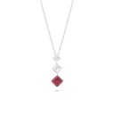 Sterling Silver 925 Necklace Rhodium Plated Embedded With Ruby Corundum And White Zircon