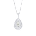 Sterling Silver 925 Necklace Rhodium Plated Embedded With Yellow Diamond And White Zircon