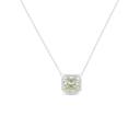 Sterling Silver 925 Necklace Rhodium Plated Embedded With Yellow Diamond And White Zircon