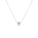 Sterling Silver 925 Necklace Rhodium Plated Embedded With Pink Zircon And White Zircon