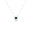 Sterling Silver 925 Necklace Rhodium Plated Embedded With Emerald Zircon And White Zircon