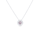 Sterling Silver 925 Necklace Rhodium Plated Embedded With Pink Zircon And White Zircon