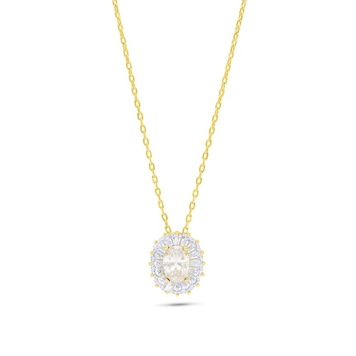 [NCL02WCZ00000B846] Sterling Silver 925 Necklace Golden Plated Embedded With White Zircon