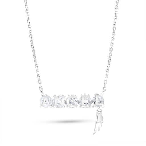 [NCL01WCZ00000B850] Sterling Silver 925 Necklace Rhodium Plated Embedded With White Zircon