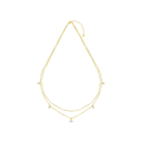 Sterling Silver 925 Necklace Golden Plated Embedded With White Zircon